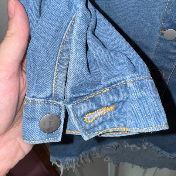 SHEIN Denim Frayed Hem Distressed Shirt Dress - Picture 10 of 10